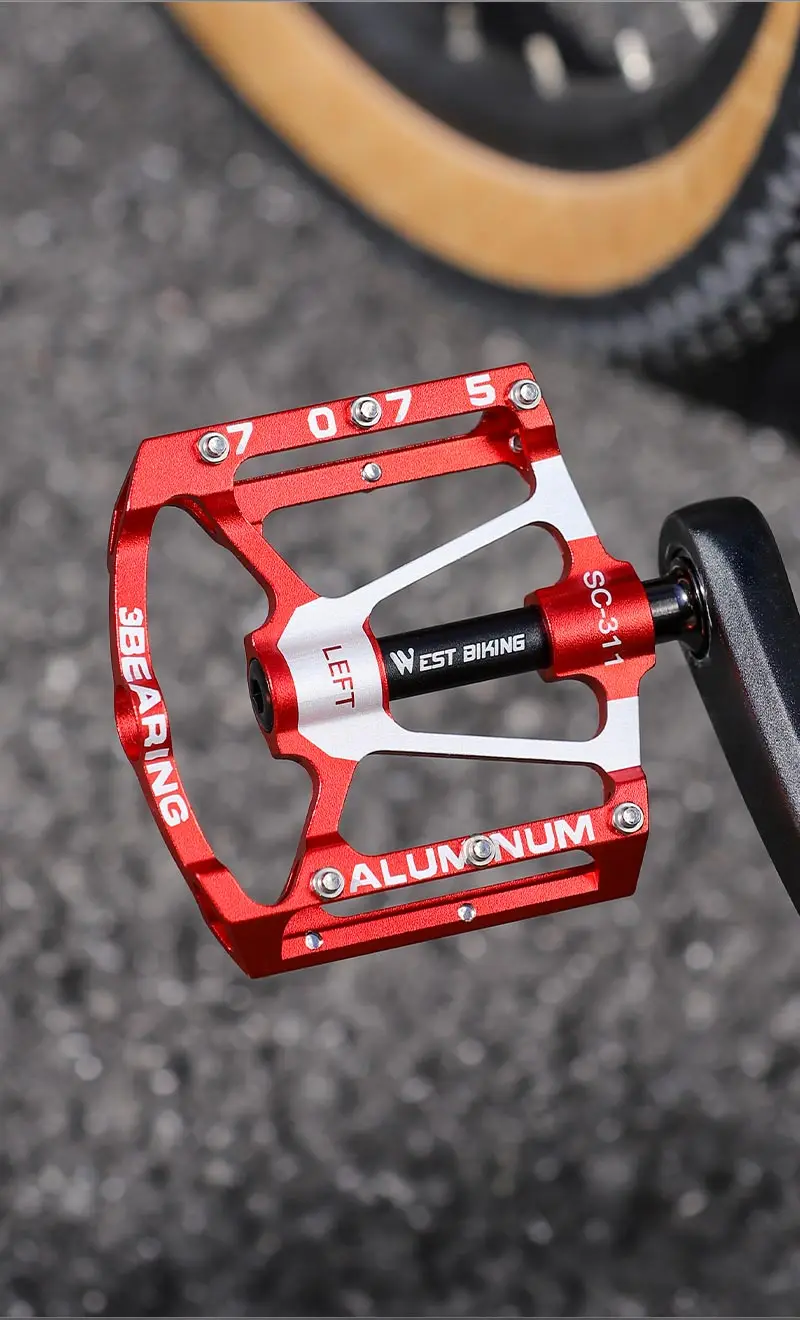 WEST BIKING 3-Lager-Fahrradpedal, CNC-Aluminiumlegierung, rutschfest, für MTB, Rennrad, Pedal, verbreitert Pedale, Beruf, Fahrradzubehör – Detail 14