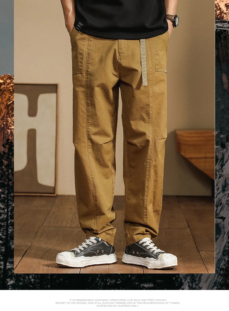 Men's spring and summer fashion brand American retro casual pants Japanese high sense wide leg straight overalls