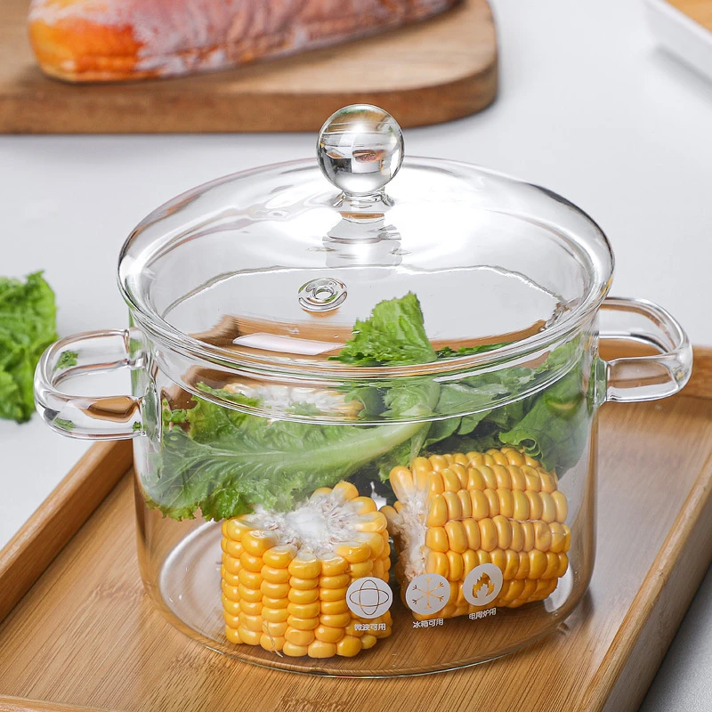 1.9L Large Capacity Glass Hot Pot ThThick Fashion Clear Cooking Pot