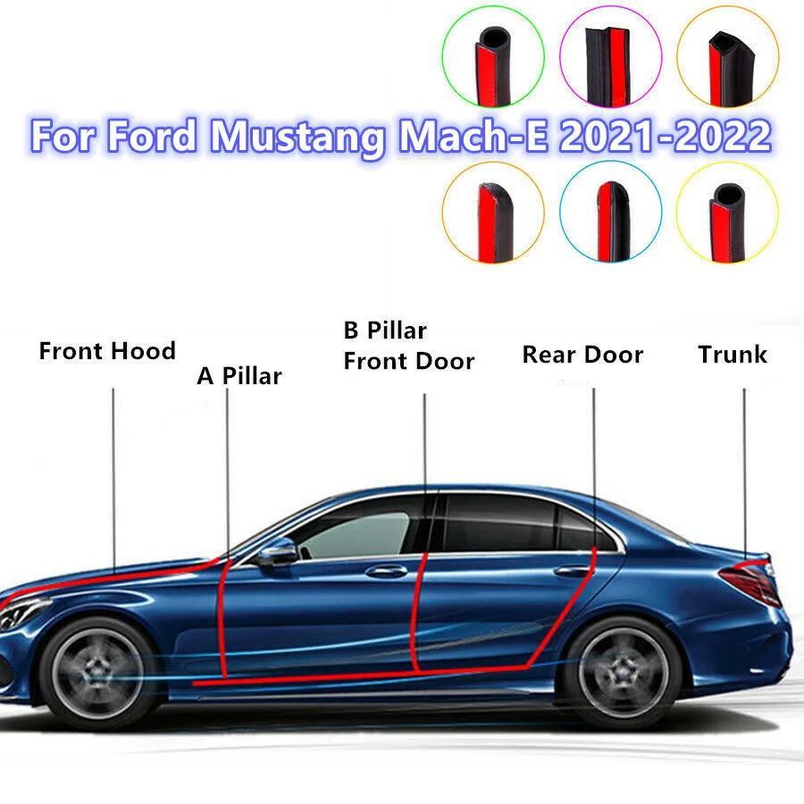 Car Hood Trunk Door Seal Strip Keep Warm Cold Sealing Kit Soundproof Strips Set For Ford Mustang Mach-E 2021-2022