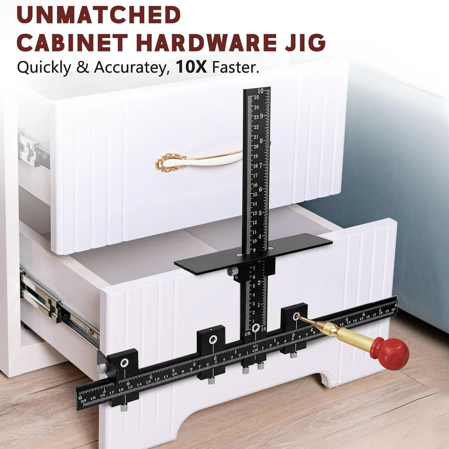 Aluminum Precision Cabinet Handle Jig Template Tool-Fast, Accurate, and Durable for Easy Installation of Handles and Pulls on
