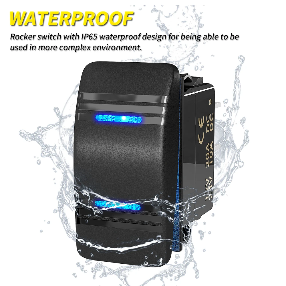 Interruttore A Bilanciere Impermeabile 12V - 3 Posizioni ON/OFF/ON, Per Inversione Polarità Motori - Foto 2