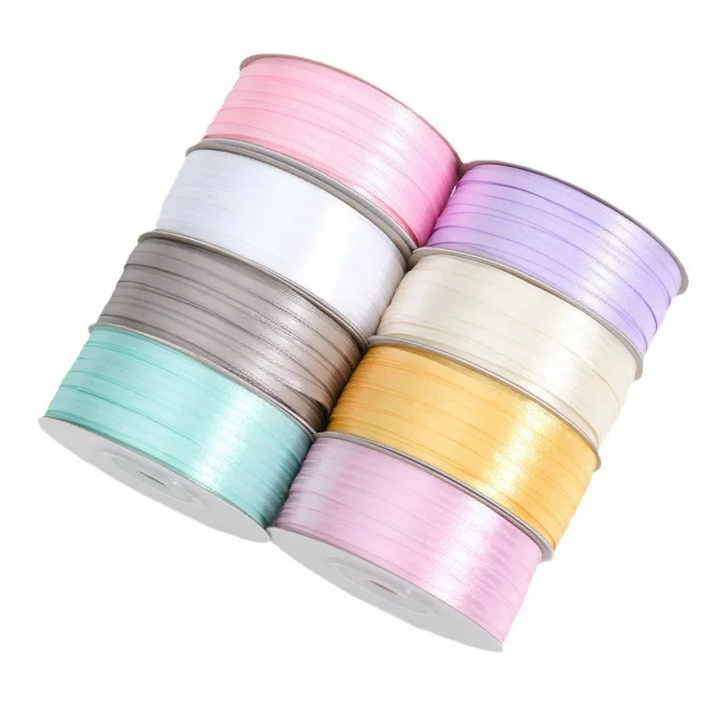 1pc Coloured ribbon 3mm Fine ribbon Two-sided Polyester fiber Braided hair accessories Party Dressing DIY Handmade materials ribbon decoration ribbon supplies polyester ribbon