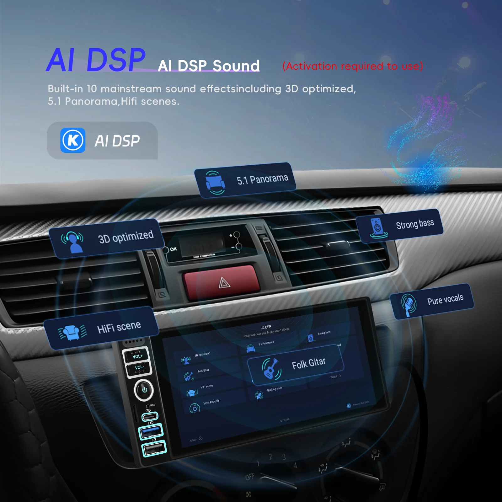 Podofo 4+64G 1 DIN Android Autoradio AI DSP Carplay Android Auto Mirror Link GPS-Navigation WLAN Intelligentes Autosystem FM/RDS – Detail 20