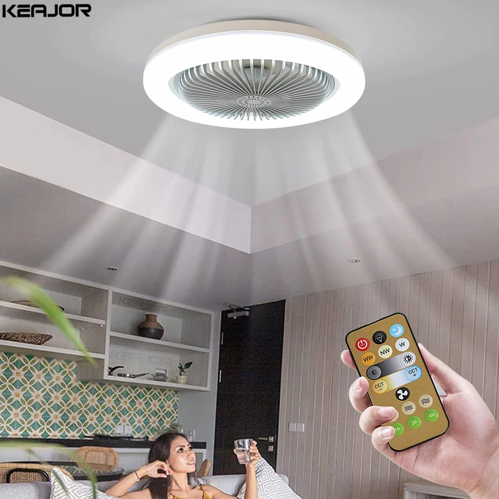 

Ceiling Fans With Light and Remote Control Smart Silent Ceiling Fan 30W LED Lamp Fan for Sitting Room Bedroom E27 Converter Base