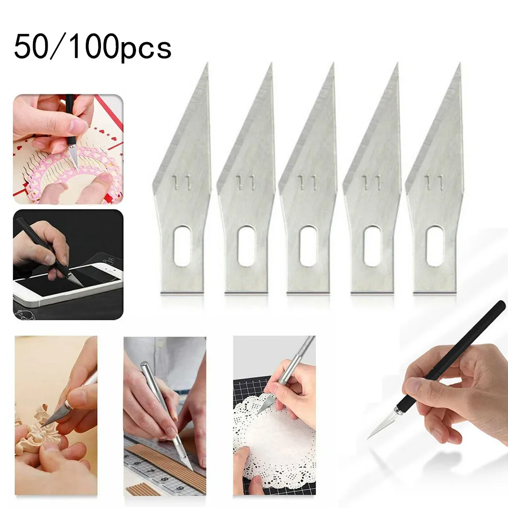 

50/100pcs SK-5 Metal Engraving Blades Knifes Wood Carving Knifes DIY Fruit Food Scalpel-Craft Sculpture Cutting Tool 11#