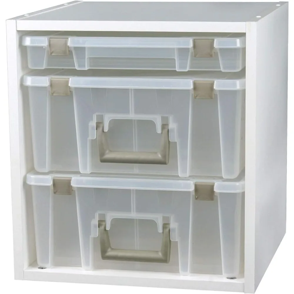 

ArtBin 6855SC Super Satchel Cube - Arts and Crafts Supply Storage with Pre-Drilled Holes, 6 Rail Set, Customizable, White