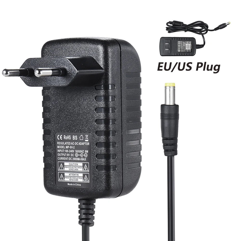 MAT-9V 2A Effect Power Supply Adapter Guitar and Bass Effects 100~240V/110~240V Input EU and US Plugs