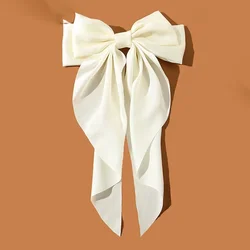Elegant Satin Bowknot Hair Clips - Women & Girls Hair Accessory (Beige)