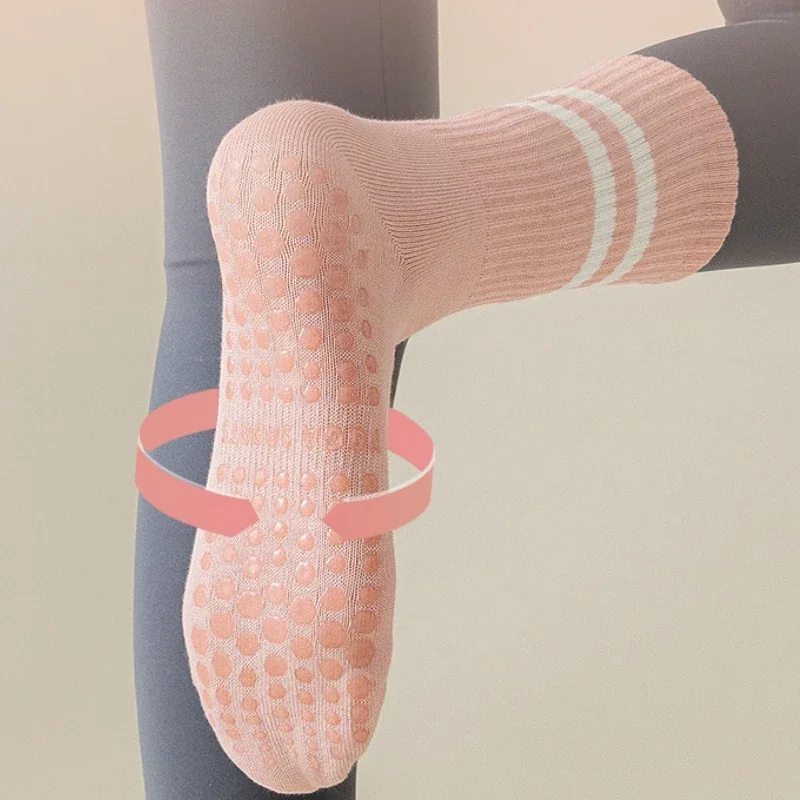 Pilates Socks Yoga Socks Cotton Mid-tube Non-slip Silicone for Indoor Fitness Dance