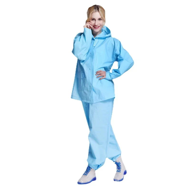 

solid color raincoat and Pants Set women's split raincoat men's waterproof car transparent fashion riding raincoat