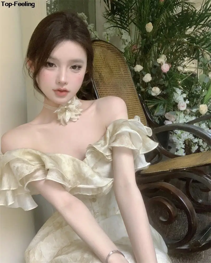 Summer New Floral Midi Dresses for Women Elegant Casual Birthday Party Dress Vintage Chic A-Line Prom Robe Wedding Vestido Mujer