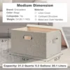 Medium 15" 21 Quart Collapsible Stackable Storage Bins w/ Lids, 5 Packs Beige Foldable Fabric Closet Boxes Lidded Linen 2