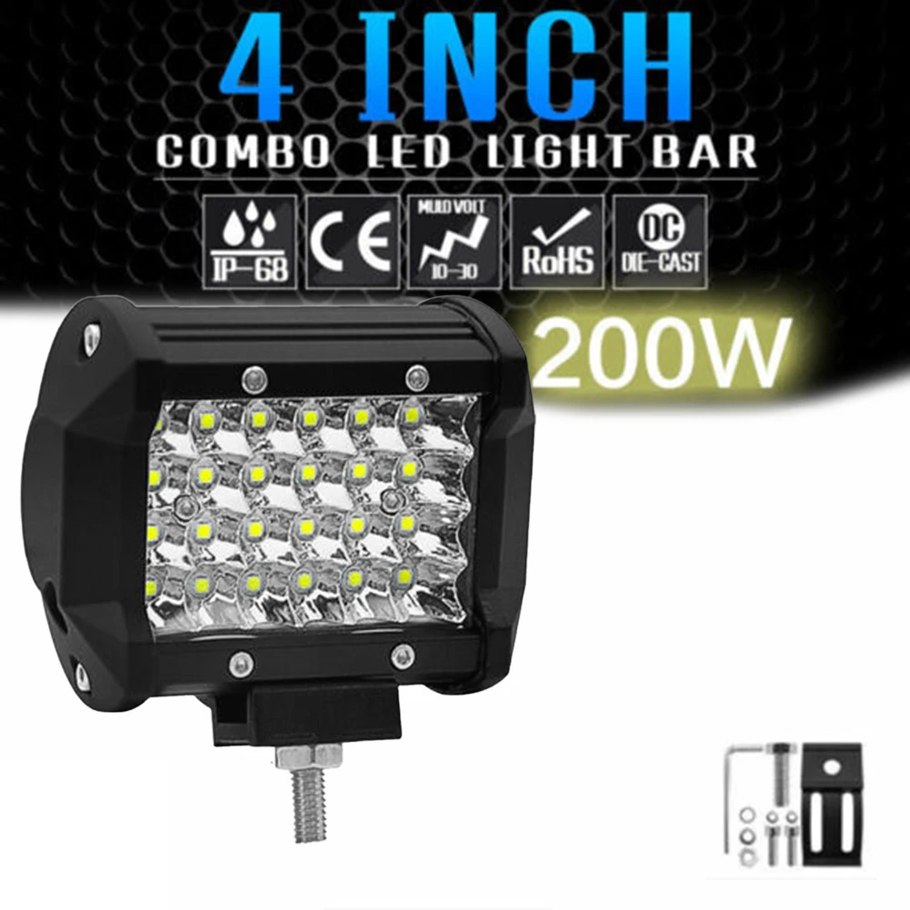 

4inch 72W LED Work Light Bar Flood Combo Lamp Offroad Driving Truck White 6000K Spotlight Off-road Driving Fog Lamp Truck Boat