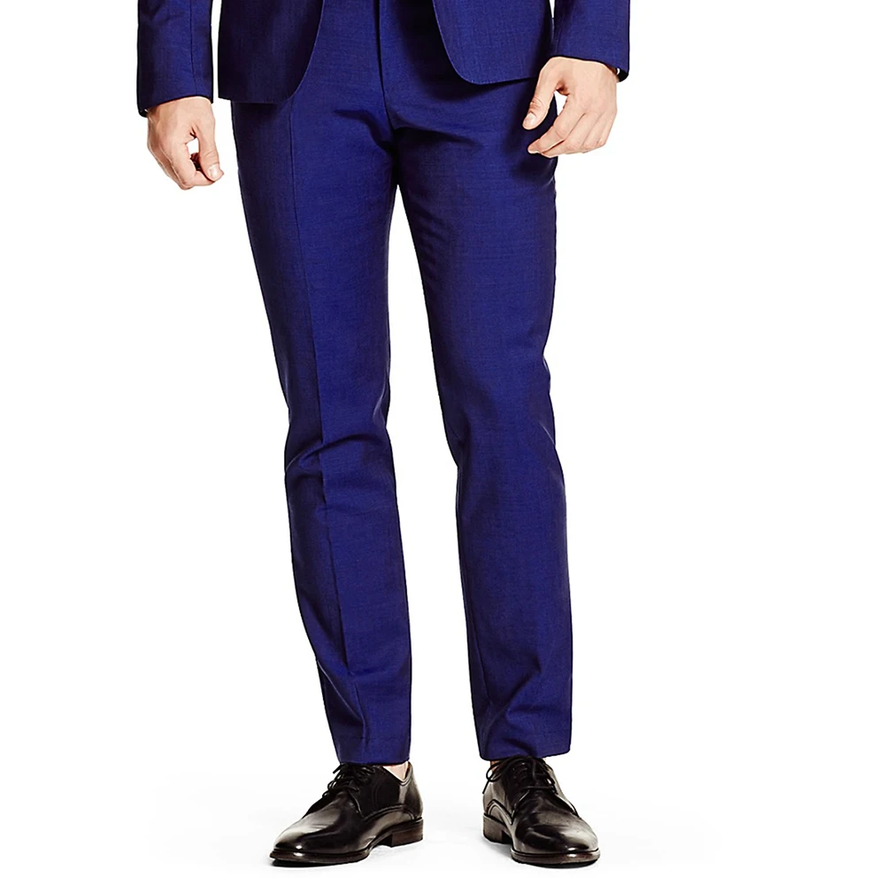 Luxury 100% Wool Super 140 Wedding Suits For Men High Fashion Ultra Marine Blue Tailor Made Suits For Men Customized Suit