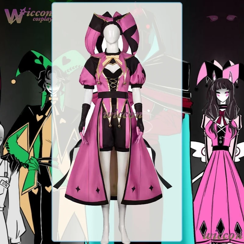 Costume Cosplay Cos Room TFC The Freak Circus Columbina - Abito da Clown Rosa dell'Angelo - Abbigliamento Spaventoso Yandere Horror - immagine 2
