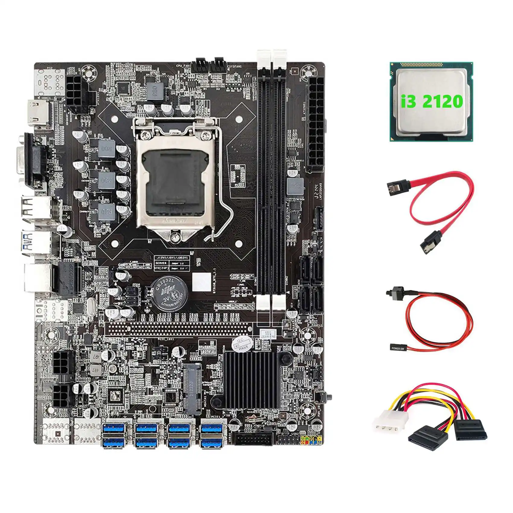 

Материнская плата B75 ETH 8XPCIE к USB + I3 2120 ЦПУ + кабель 4-контактный к SATA + кабель коммутатора LGA1155 материнская плата