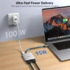 WAVLINK USB C to HDMI Dual Display Adapter 4K@60Hz 3-In-1 HDMI Adapter with 95W Power Delivery for MacBook Pro/Air Laptops 4
