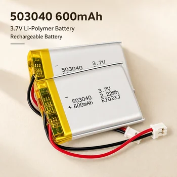 Batteria LiPo 503040 600mAh 3.7V Ricaricabile, Cella ai Polimeri di Litio per Altoparlanti Bluetooth, Cuffie, Dispositivi di Comunicazione e Digitali