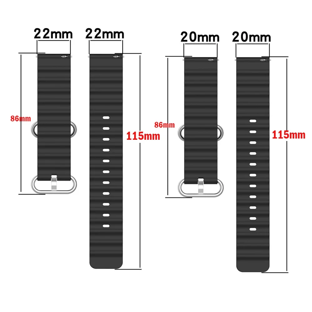 Ocean Bands Silicone Watch Strap - Universal 22mm/20mm Bracelet