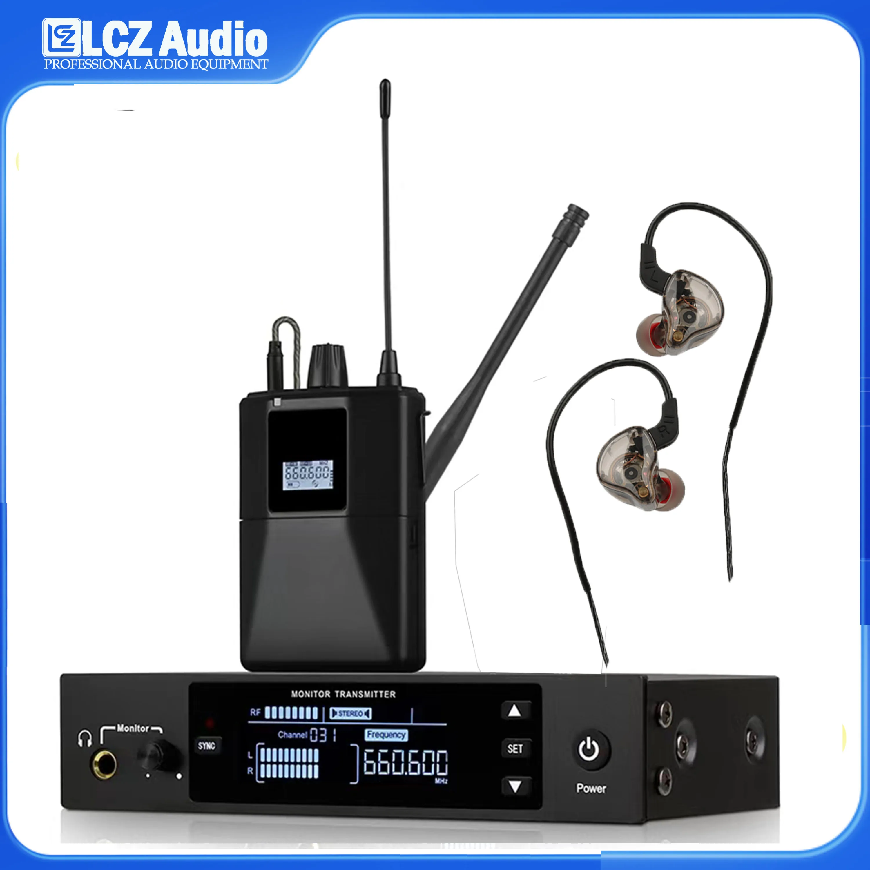 LCZ Audio PSM6 Professional IEM Stereo / Mono Switchable In Ear Monitor Frequency Adjutable From 500Mhz 600Mhz 800Mhz 900Mhz