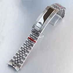 Silver Stainless Steel Jubilee Watch Strap Bracelet, 20mm Width, with Glide Lock Clasp - 20mm (Jubilee strap)