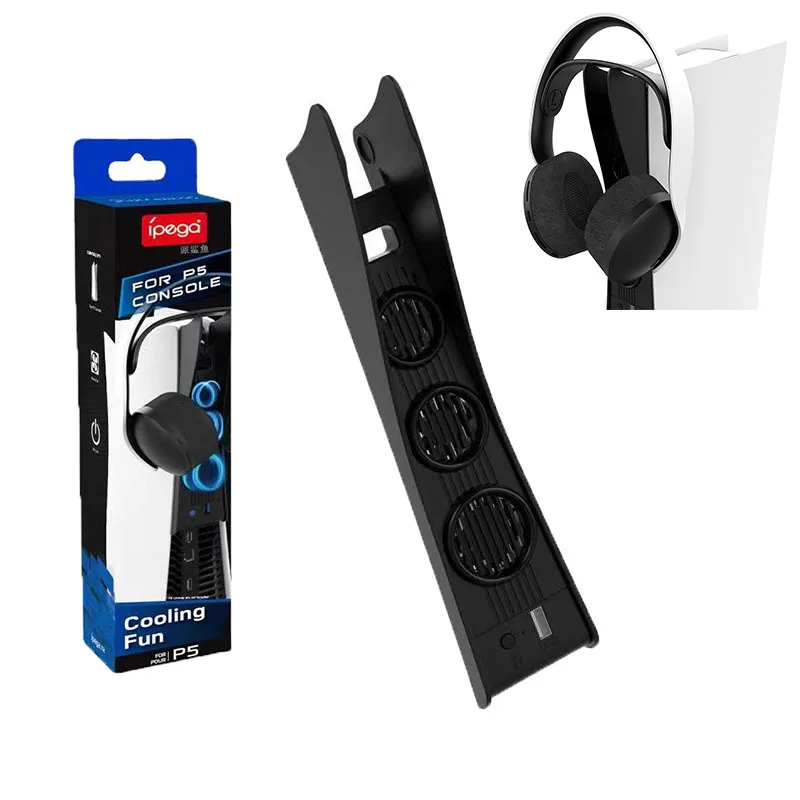 IPEGA PG-P5017 For P5 Console USB Cooling Fan For PS5 Host Controller Radiators With 3 Cooler Fans Earphone Holder