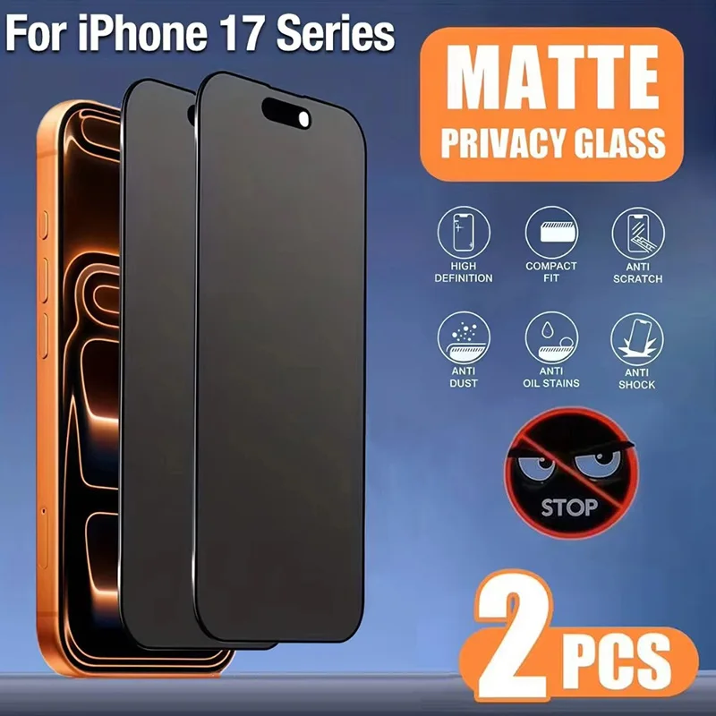 2er-Pack Mattierte Blickschutzfolie für iPhone 17 16 13 15 14 11 12 Pro Max 16e Air 7 8 Plus SE XR XS Anti-Spy Weiche Keramikfolie – Detail 1