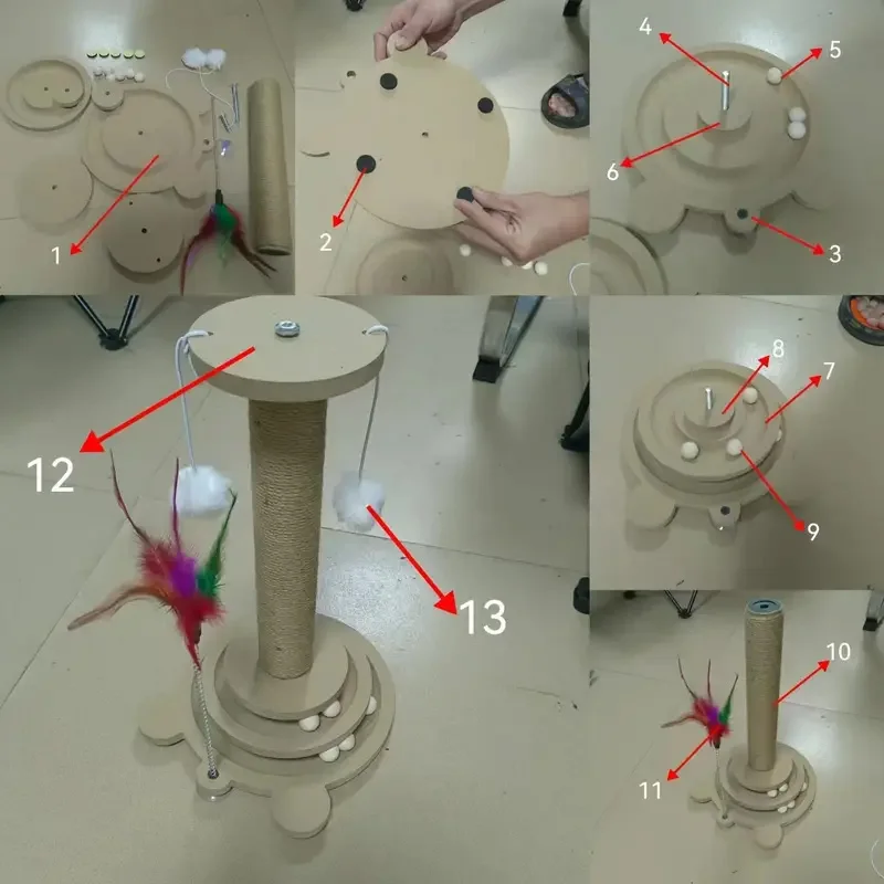 Katzenspielzeug Katzen-Drehbrett Lustiger Katzenstab mit Bällen Langlebiges Sisal-Kratzboard Katzenbedarf Katzen-Kratzsäule Haustierprodukt – Detail 7