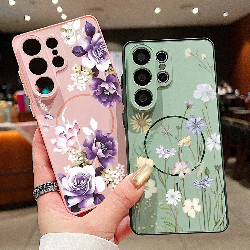 Little Flower Print Magnetic Phone Case - Stylish and Durable Hard Cover