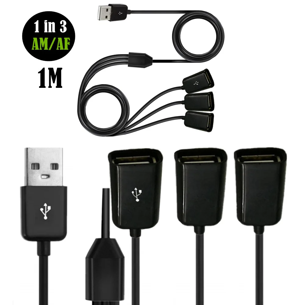

USB cable 1 to 3 Splitter Cable USB female to male USB charging cable data cable suitable for car computer power charging cable