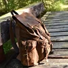 Mens Waxed Canvas Backpack Rucksack forwith Laptop Compartment Rustic Men Wax Leather Backpacks Travel Vintage Bookbag 6