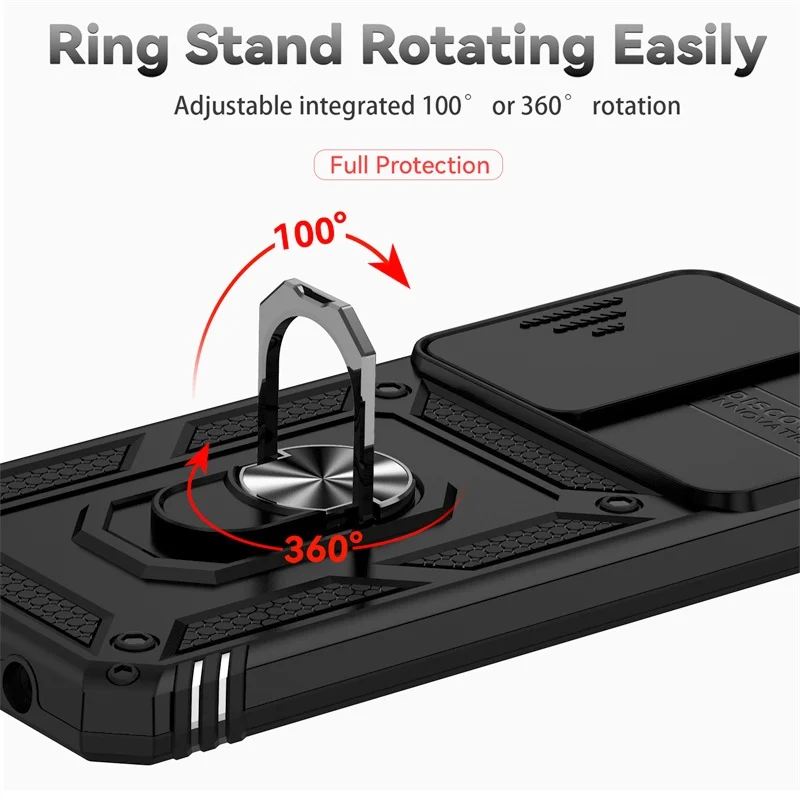 Enhanced Shockproof Armor Phone Case with Magnetic Holder and Lens Protector