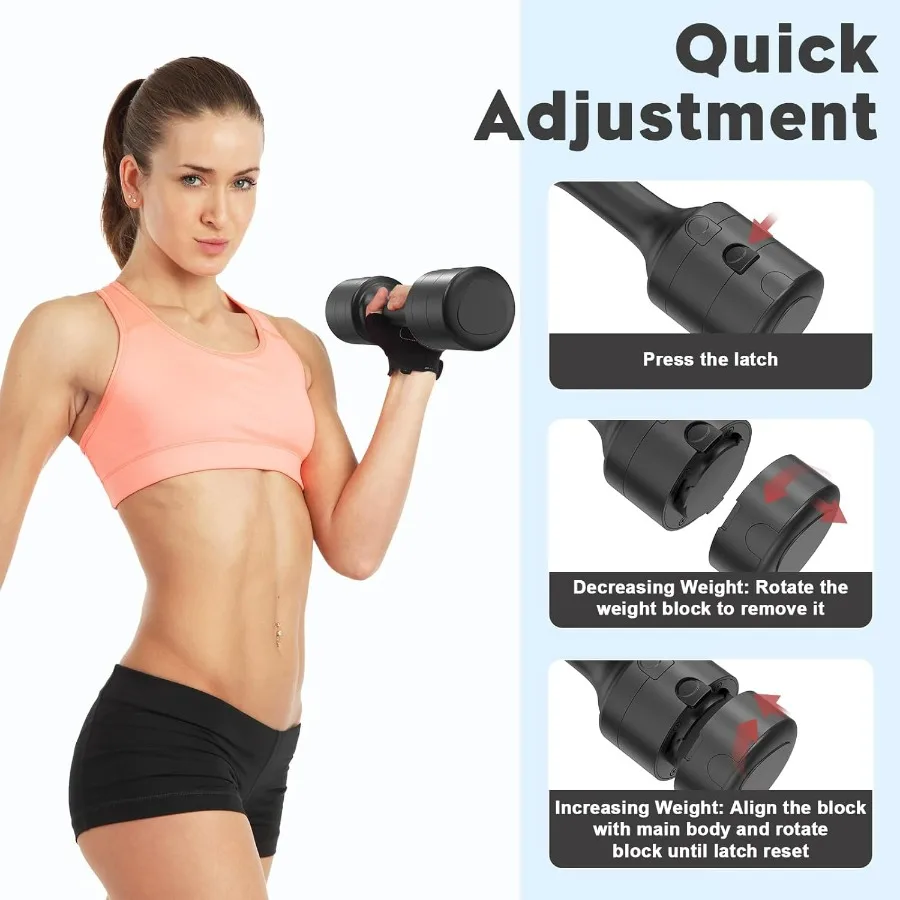 Adjustable Dumbbell Set of 2, 11Lb/Pair Weights Dumbbells for Women, Each 2.2lb, 3.3lb, 4.4lb, 5.5lb Hand Weights Set for Home G