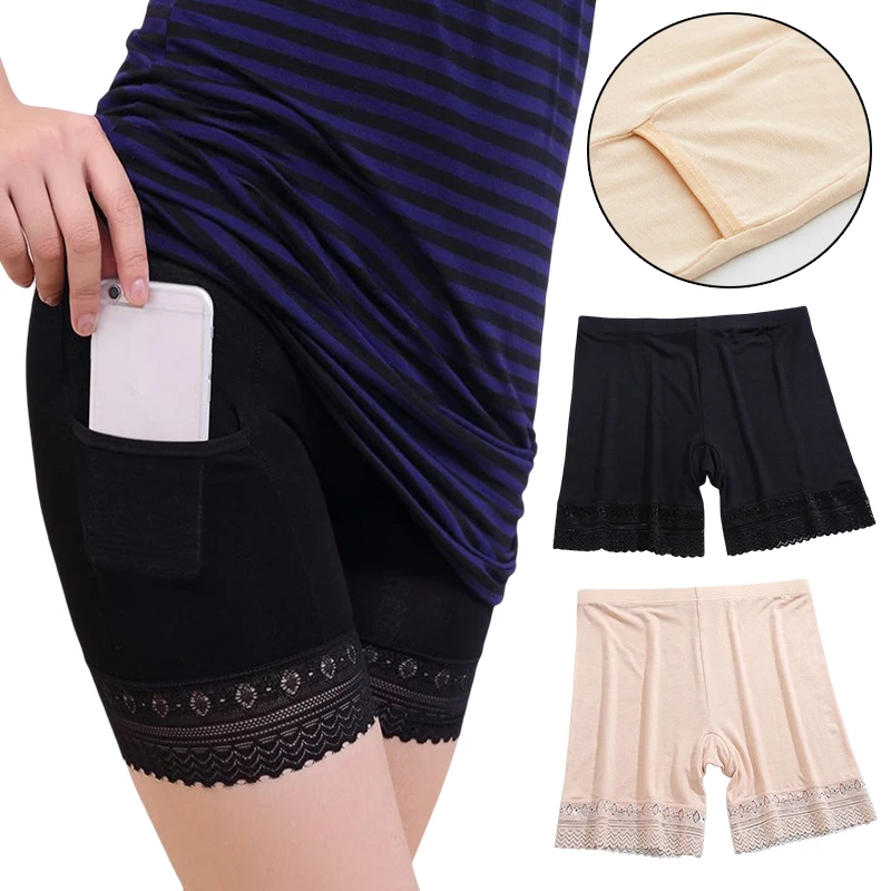 Women Leggings Sexy Summer Safety Pants Modal Mid Waist Soft Breathable With Pockets Underwear