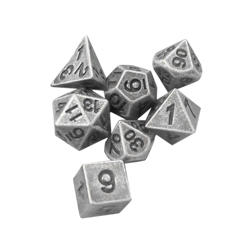 Mini Polyhedral Dices Set Vintage Multi-Sided Metal Dices Portable Decoration