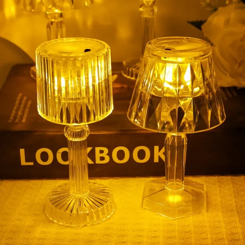 LED Portable Night Lights Acrylic Crystal Light Bedroom Decoration Nightlight Kids Gift for Home Wedding Xmas Festival Decor