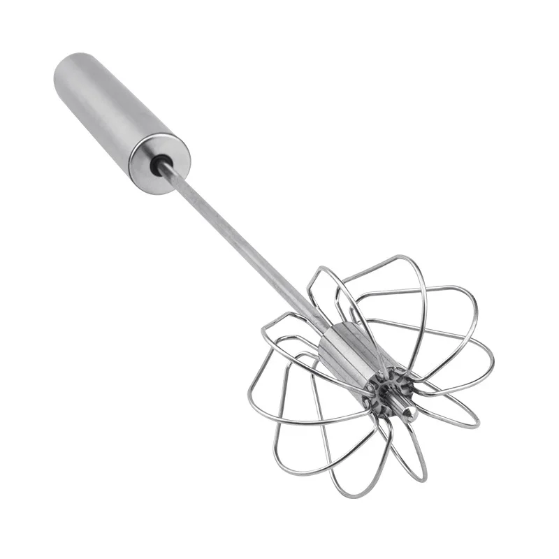 Egg beater Rotary whisk Semi-automatic Egg Beater Stainless Steel Whisk Manual Press Type Rotary Egg Beater Self Turning Stirrer Kitchen Accessories