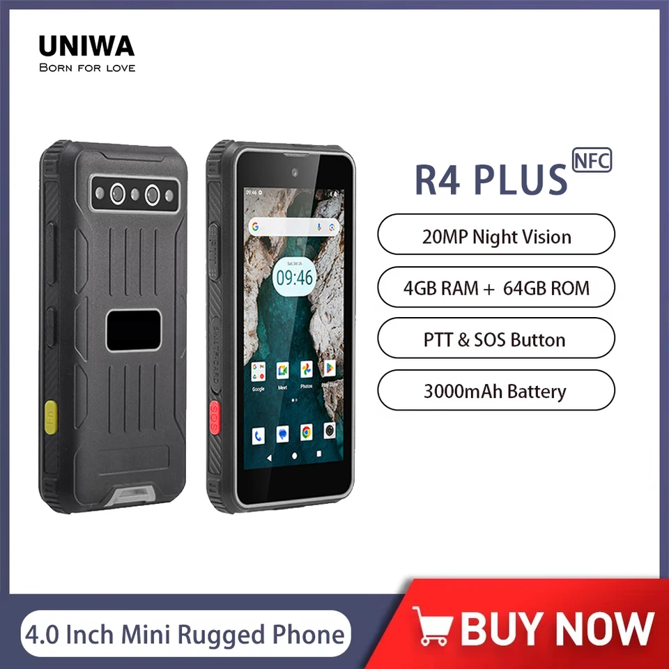 R4 Plus 4G Mini Rugged Smartphone Android 14 Octa Core 4GB+64GB