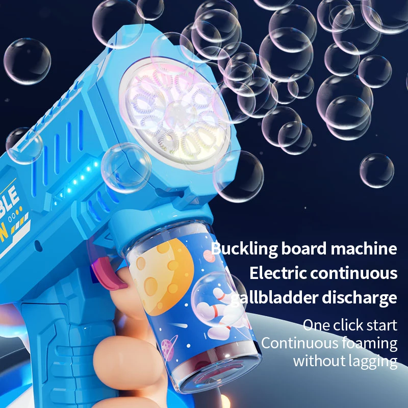One Pack Of Children's 10  Launcher Handheld Portable Electric Automatic Bubble Gun LED Light For Boys And Girls 5
