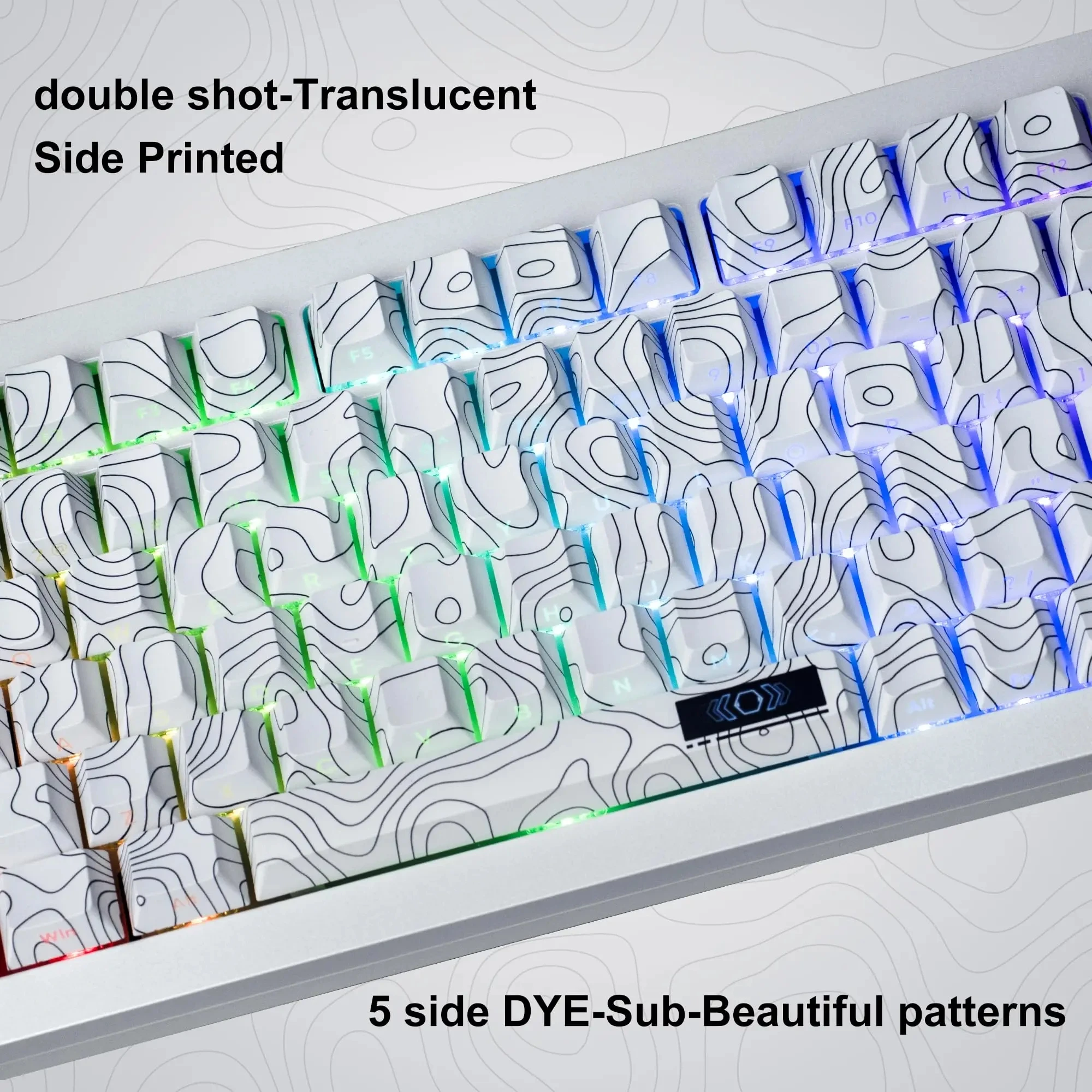 White Side Print Pbt Keycap Altitude Line Rgb Cherry Profile Dye-sub para Cherry mx Gamer Teclado Mecânico Retroiluminado 132 Teclas