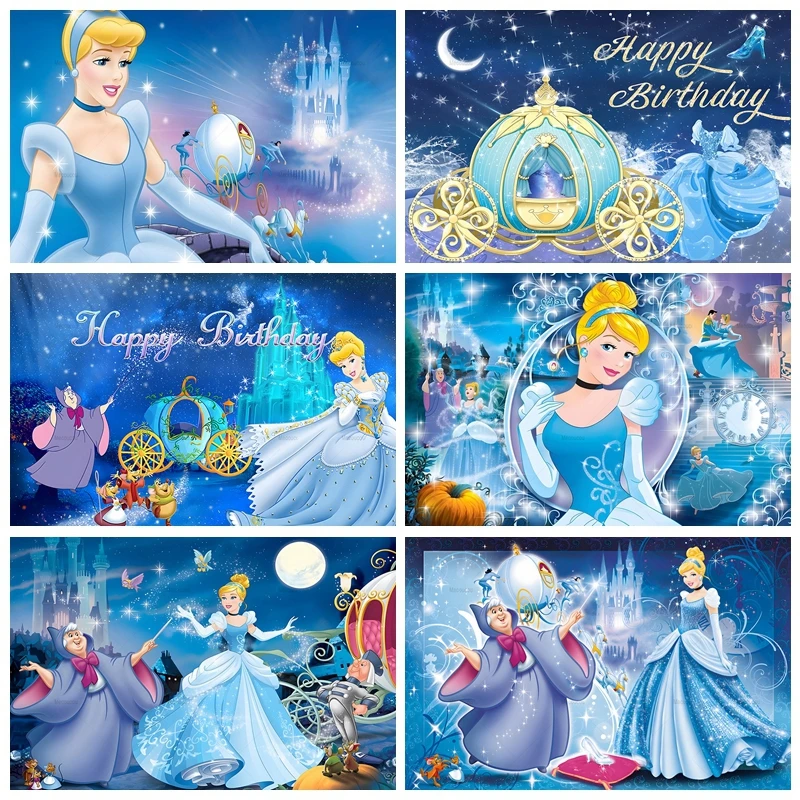 

Princess Cinderella Baby Girl's 1st Birthday Backdrop Photography Baby Shower Party Photo Photographic Background Studio Shoots