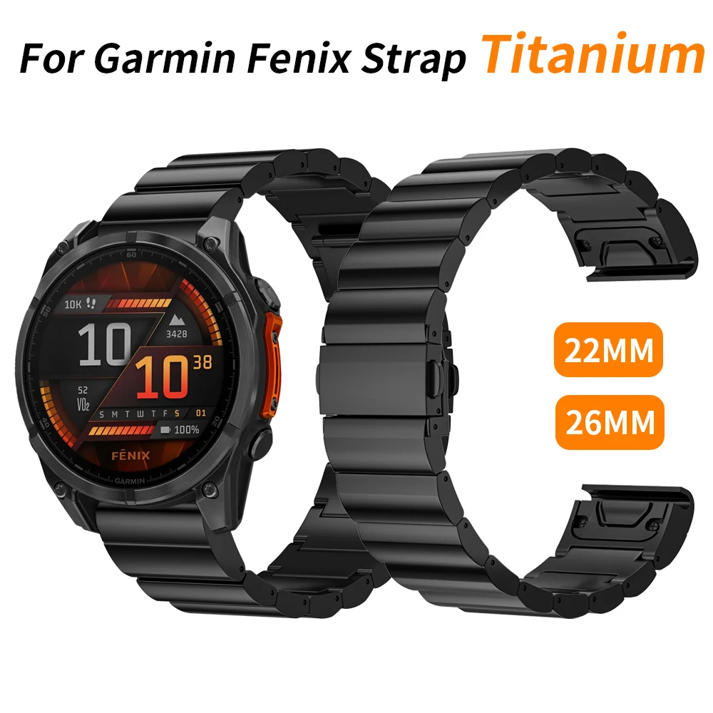Premium Quickfit Titanium Metal Watchband, 26mm/22mm Strap