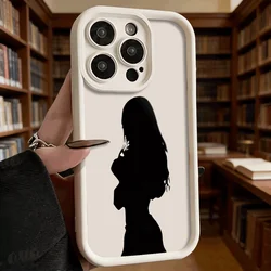 Custodia per telefono in TPU anti-scivolo di lusso con silhouette profilo donna elegante - Copertura completa protettiva