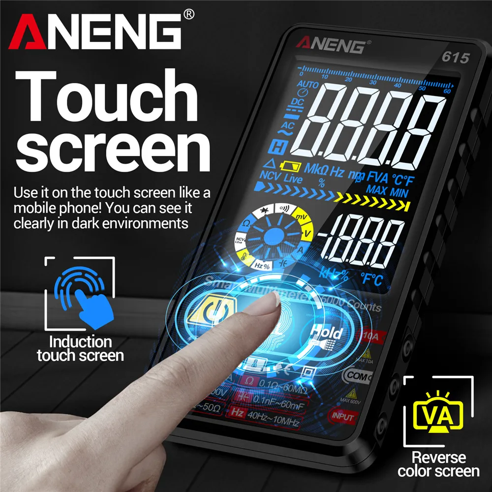 ANENG Multimeter 600V Smart Touch Multitester Diode Lithium Battery Charging Tester 6000 Counts AC/DC Voltage/Current Meters digital multimeter multimeter tester analog multimeter