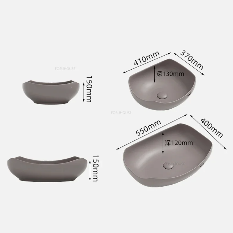 Description Picture 2 of itemMatte Ceramic Bathroom Sinks Creative Above Counter Basin Home Balcony Art Hotel Homestay Basin Nordic Special-shaped Wash Basin