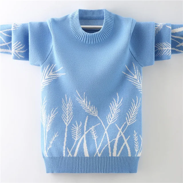 Детский свитер, пуловер на осень и зиму, вязаные теплые свитера для мальчиков, модные детские топы, одежда для подростков 6, 8, 10, 12 лет 1