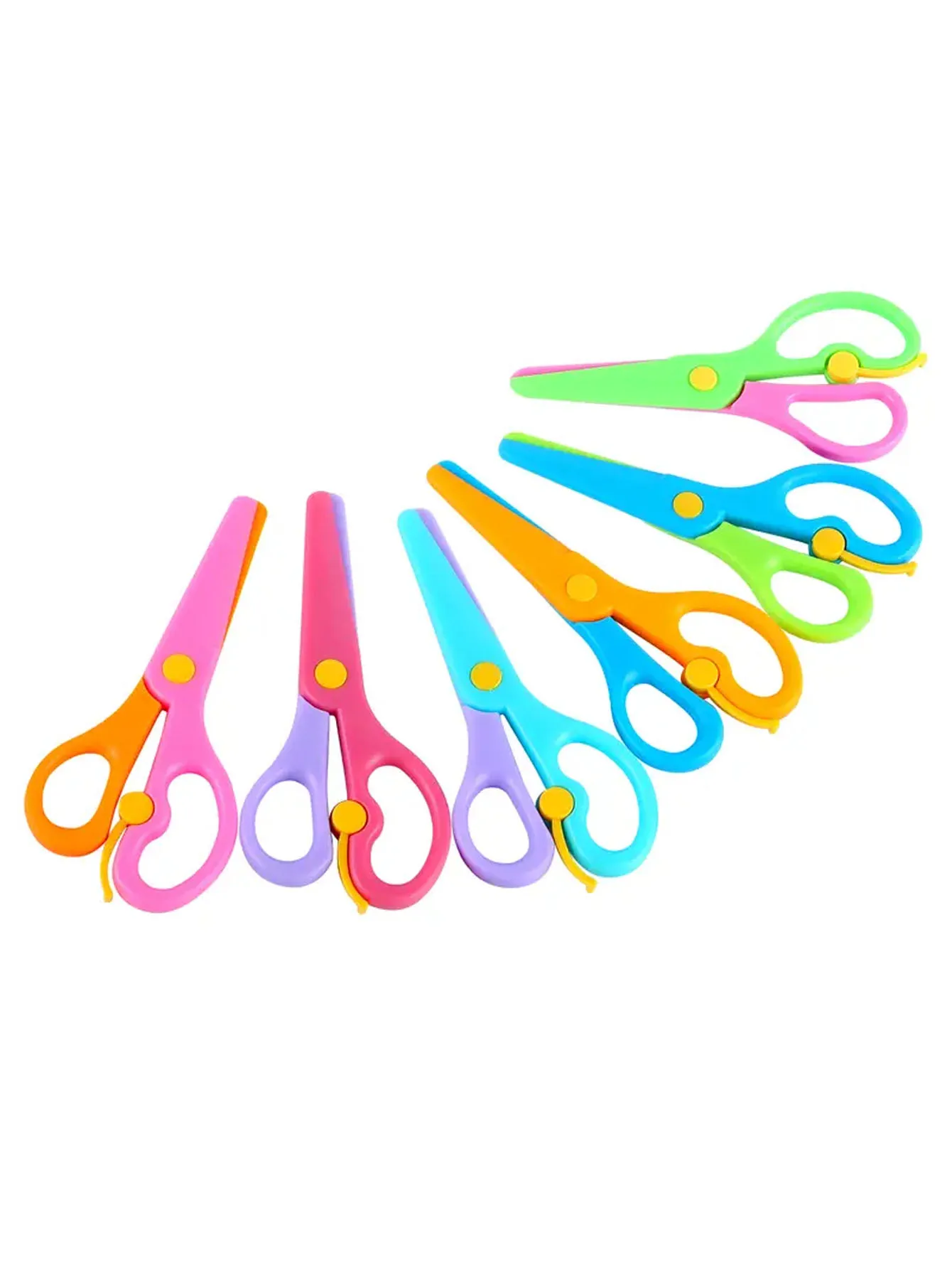 Cute Colorful Labor-saving Safety Scissors Student DIY Paper-cutting School Stationery 6pcs stationery scissors,soft handle scissors,portable scissors cutter