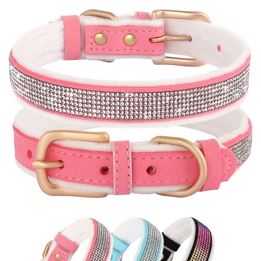 JT_ Crystal Bling Bowknot Pet Cat Kitten Puppy Suede Collar With Bell Hot 