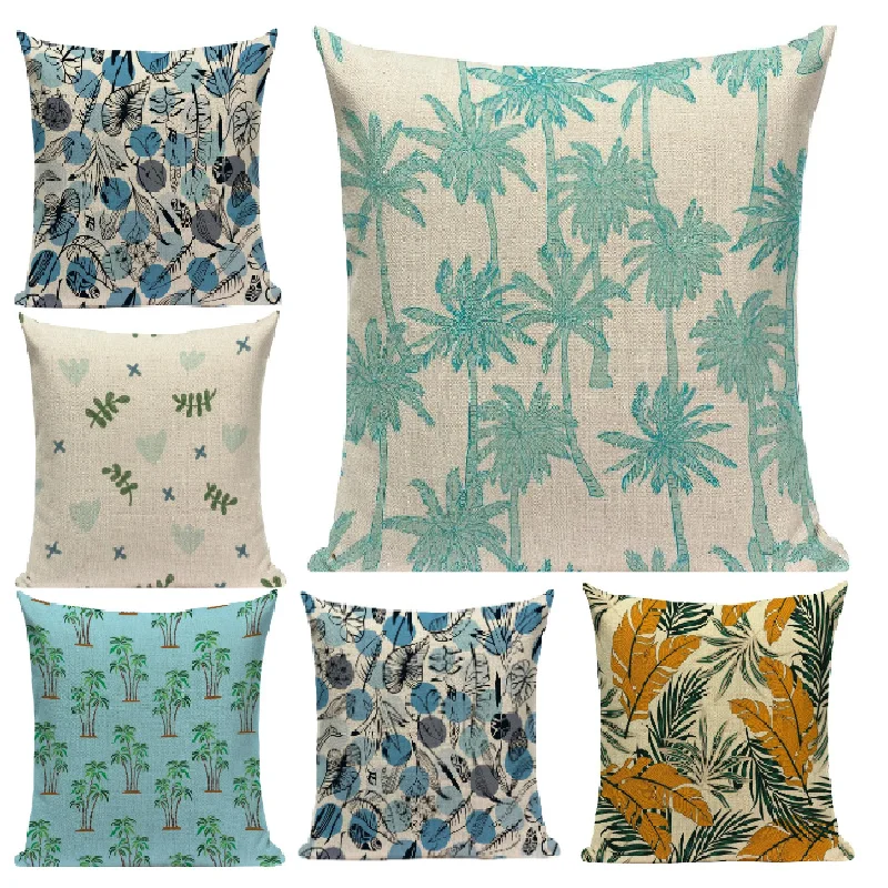 

Green Plants Pillowcase Coconut Palm Floral Cushion Cover Retro Luxury Summer Decor Pillows for Living Room 2024 Hot Sale F911